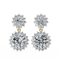 Double Halo Round Diamond Drop Earrings