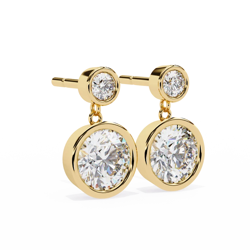 Round Brilliant Diamond Double Halo Drop Earrings