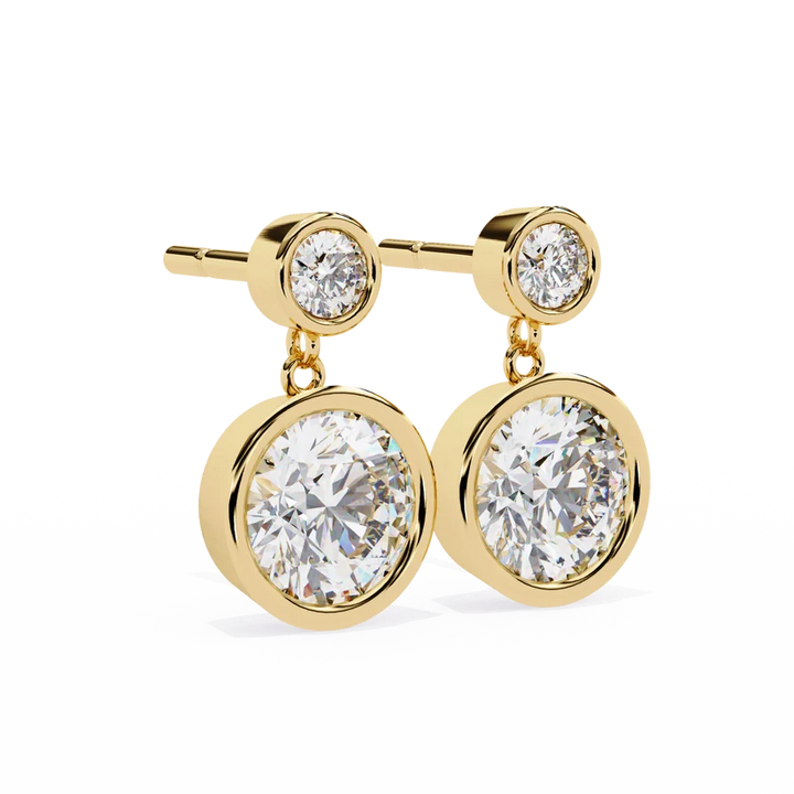 Round Brilliant Diamond Double Halo Drop Earrings