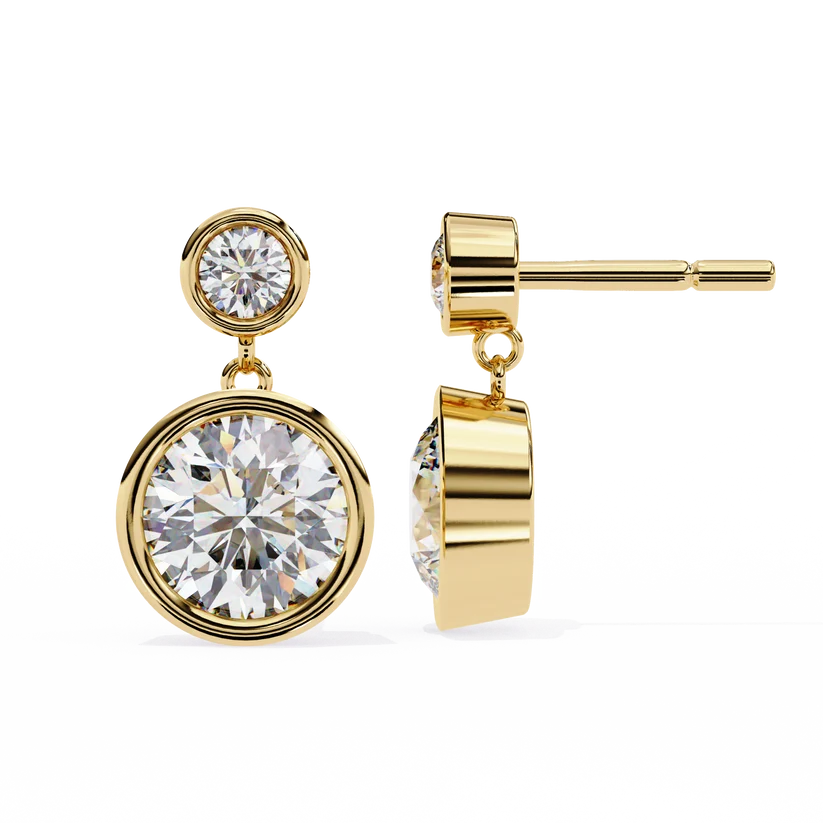 Round Brilliant Diamond Double Halo Drop Earrings