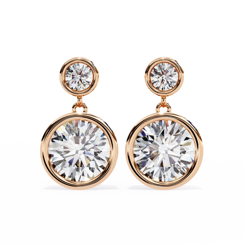 Round Brilliant Diamond Double Halo Drop Earrings