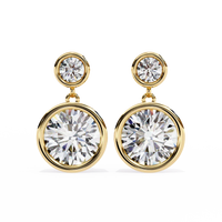 Round Brilliant Diamond Double Halo Drop Earrings