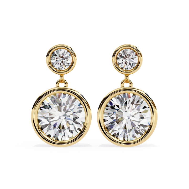 Round Brilliant Diamond Double Halo Drop Earrings