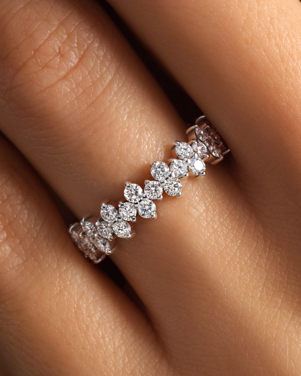 Scattered Diamond Half Eternity Band in 10K 14K 18K White Gold