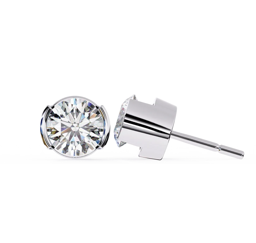 Aurelia Round Brilliant-Cut Diamond Bezel Stud Earrings ✨