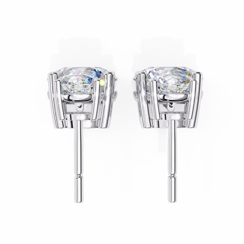 Gold Double Drop Diamond Earrings for Women | Round Brilliant Cut Dangle Earrings