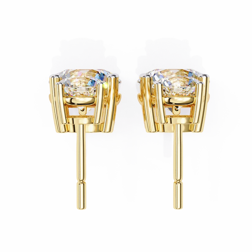Gold Double Drop Diamond Earrings for Women | Round Brilliant Cut Dangle Earrings