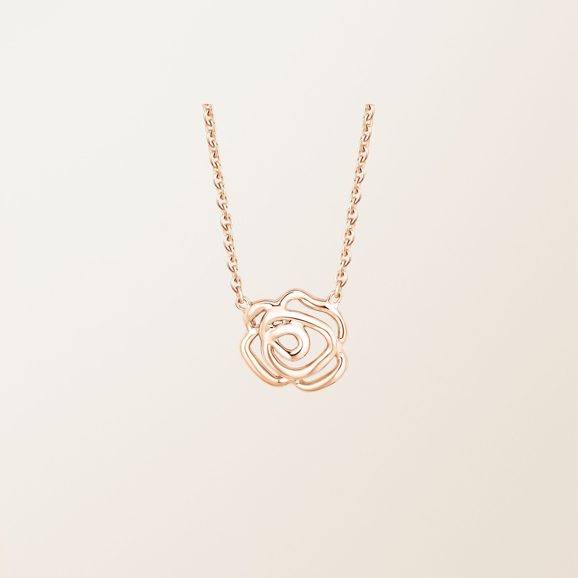Rosa — Rose Gold Open Rose Pendant Necklace