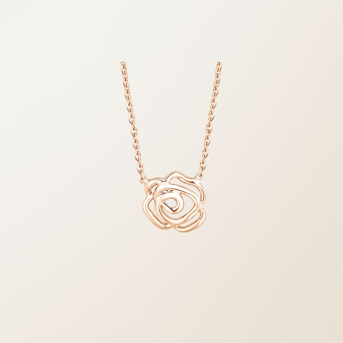 Rosa — Rose Gold Open Rose Pendant Necklace