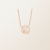 Rosa — Rose Gold Open Rose Pendant Necklace