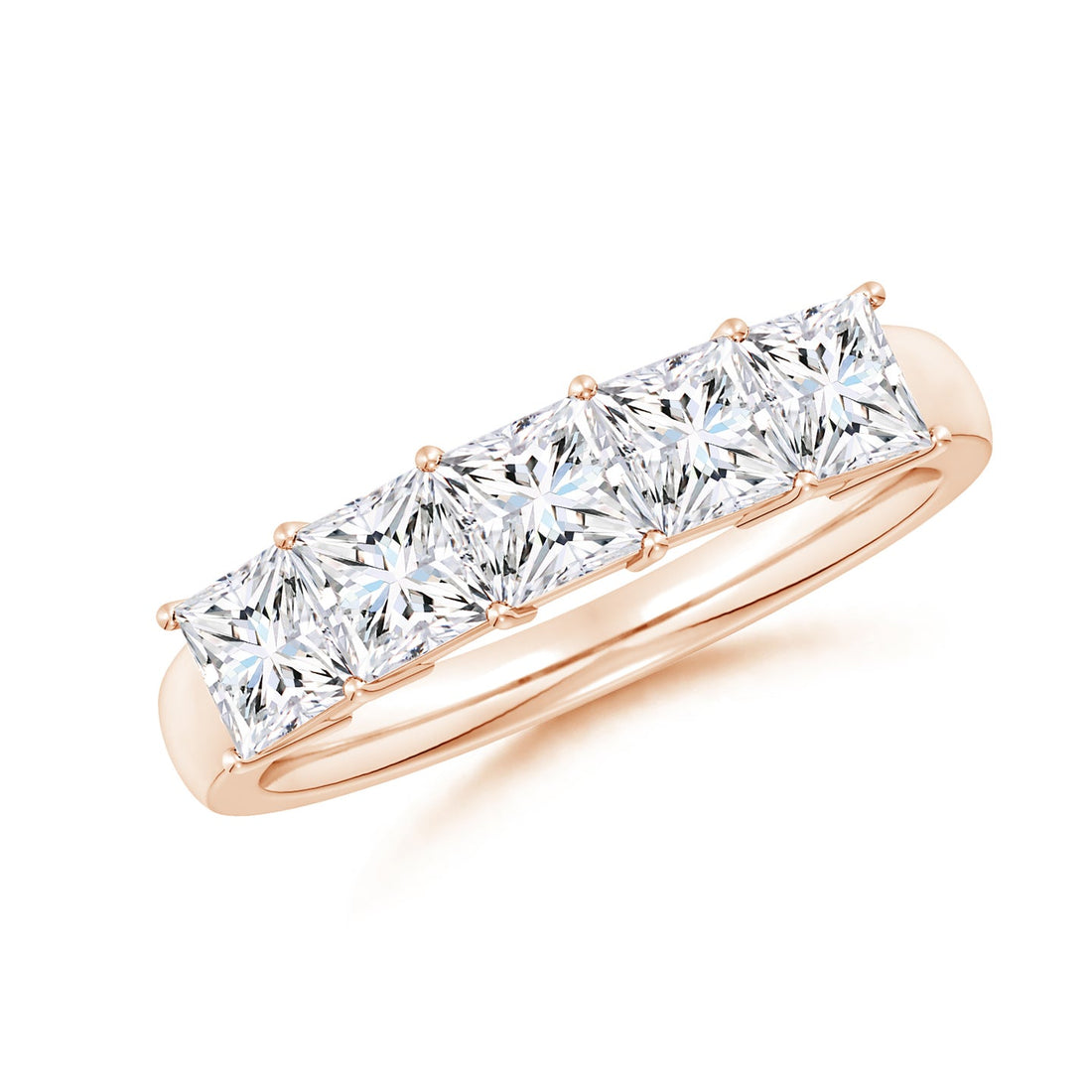 Five Stone Princess Cut Lab Grown Diamond Wedding Band