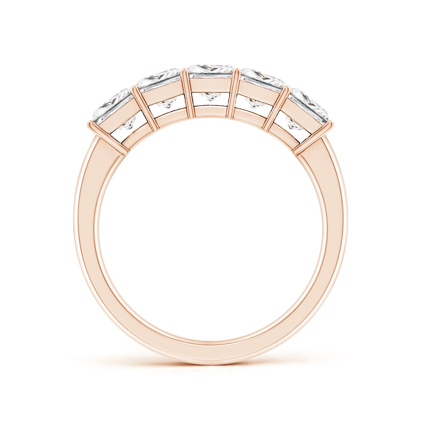 Five Stone Princess Cut Lab Grown Diamond Wedding Band