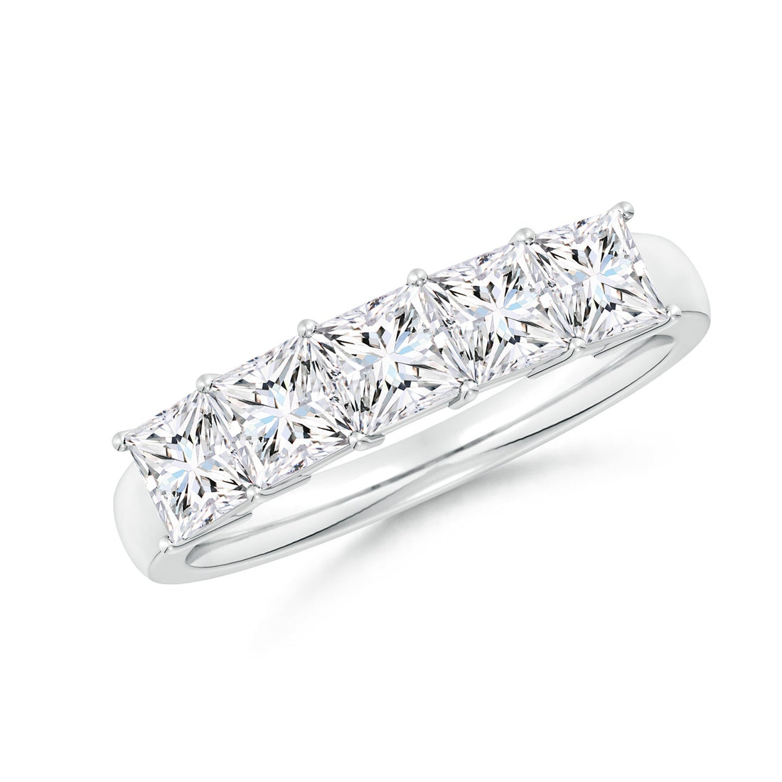 Five Stone Princess Cut Lab Grown Diamond Wedding Band