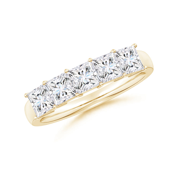 Five Stone Princess Cut Lab Grown Diamond Wedding Band