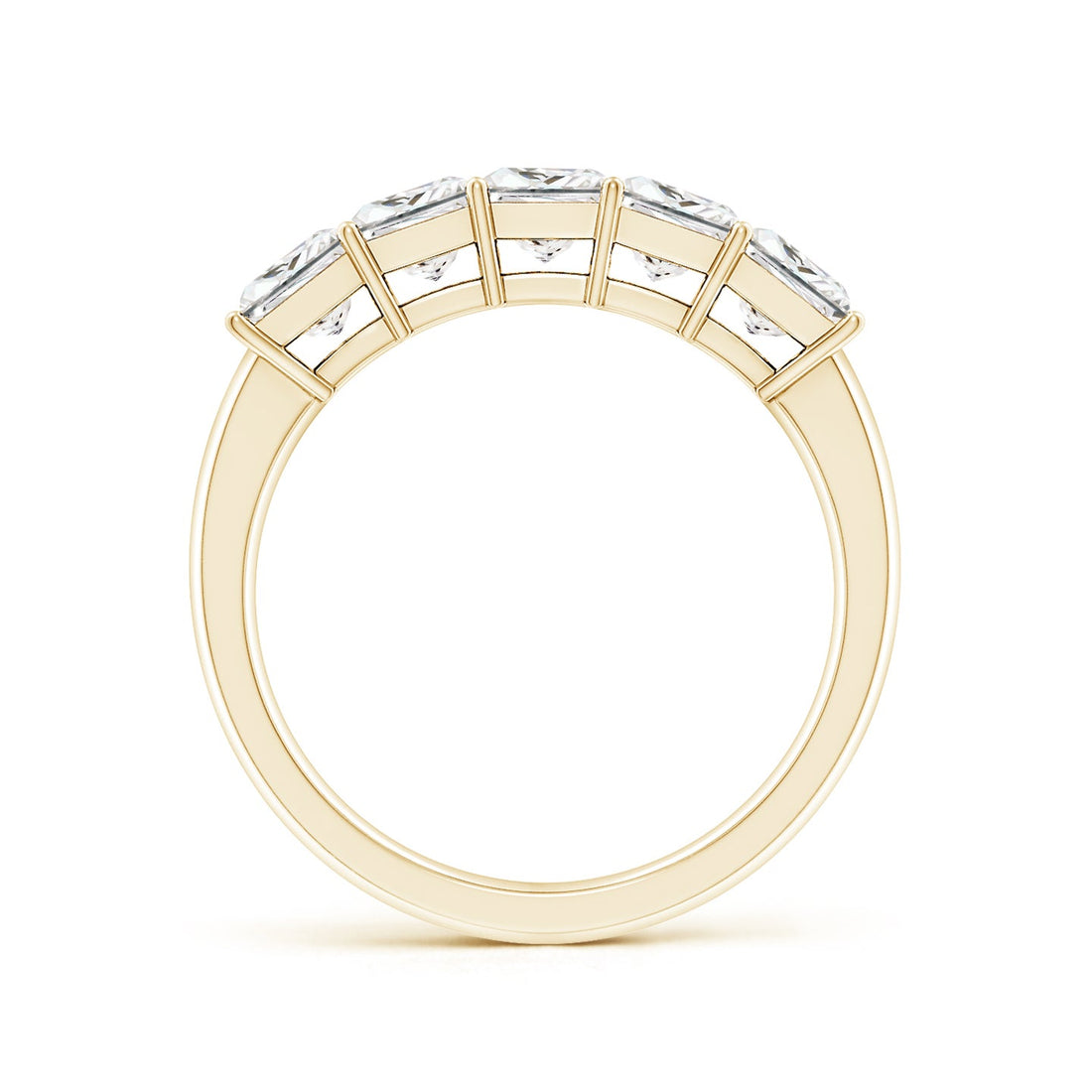 Five Stone Princess Cut Lab Grown Diamond Wedding Band