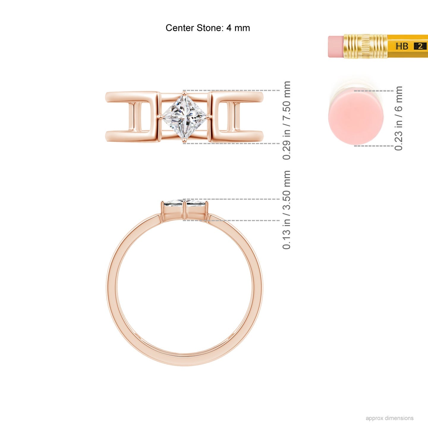 Princess Diamond Solitaire Parallel Split Shank Ring