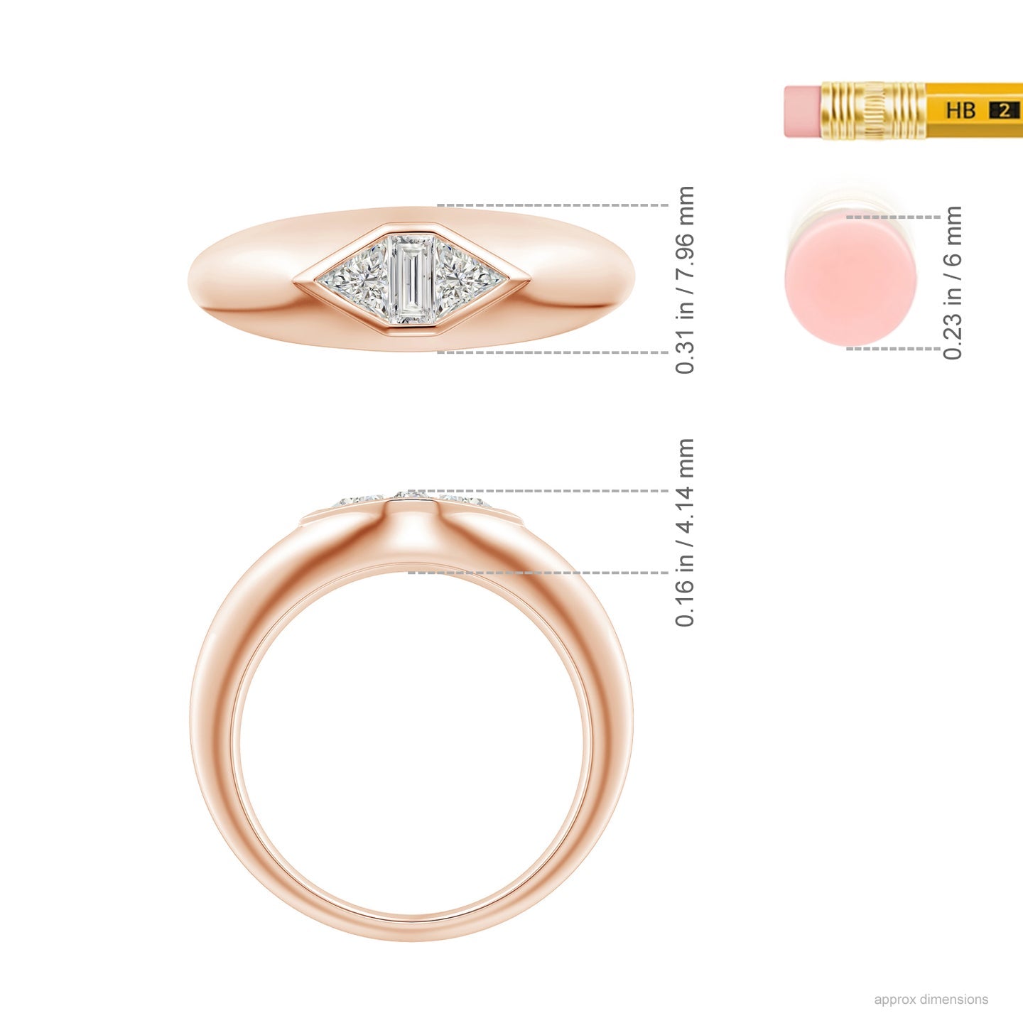 Bezel-Set Triangle And Baguette Diamond Signet Ring