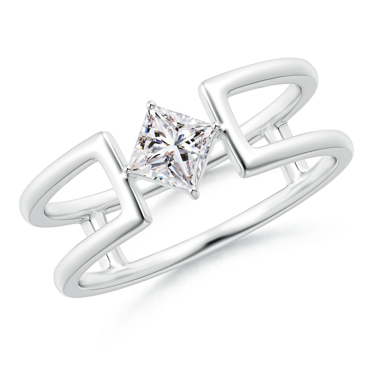 Princess Diamond Solitaire Parallel Split Shank Ring