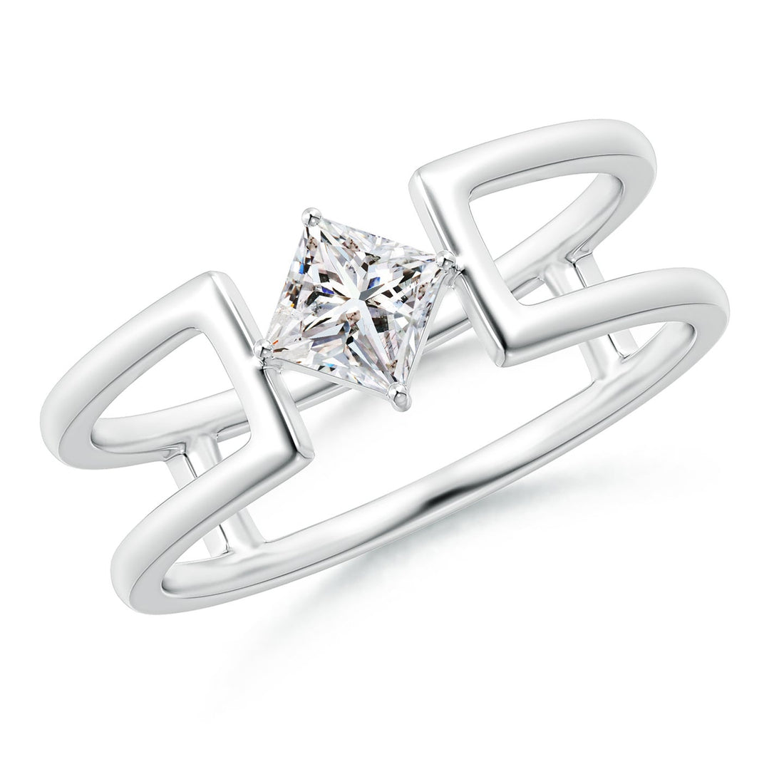 Princess Diamond Solitaire Parallel Split Shank Ring