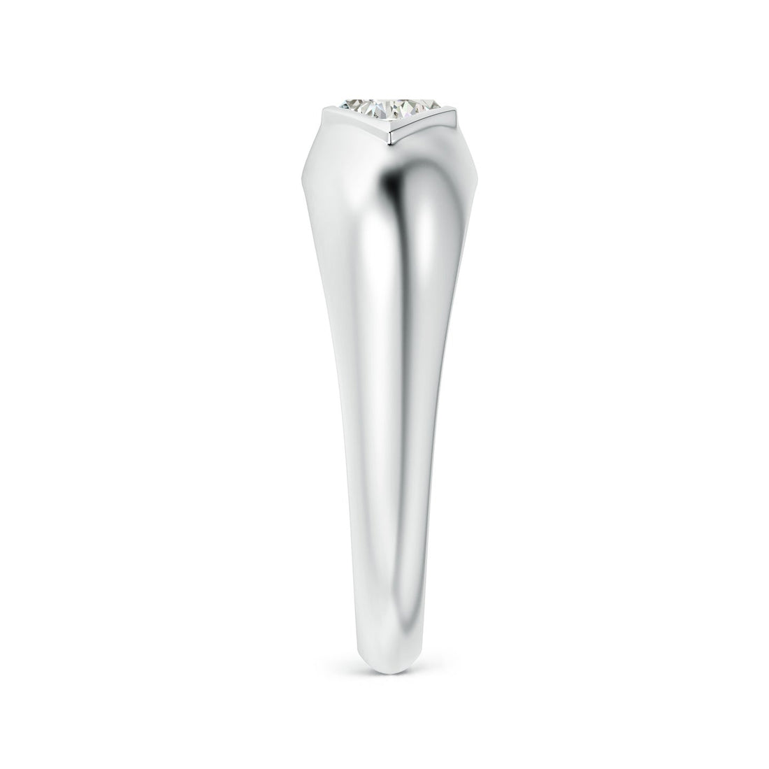 Bezel-Set Triangle And Baguette Diamond Signet Ring