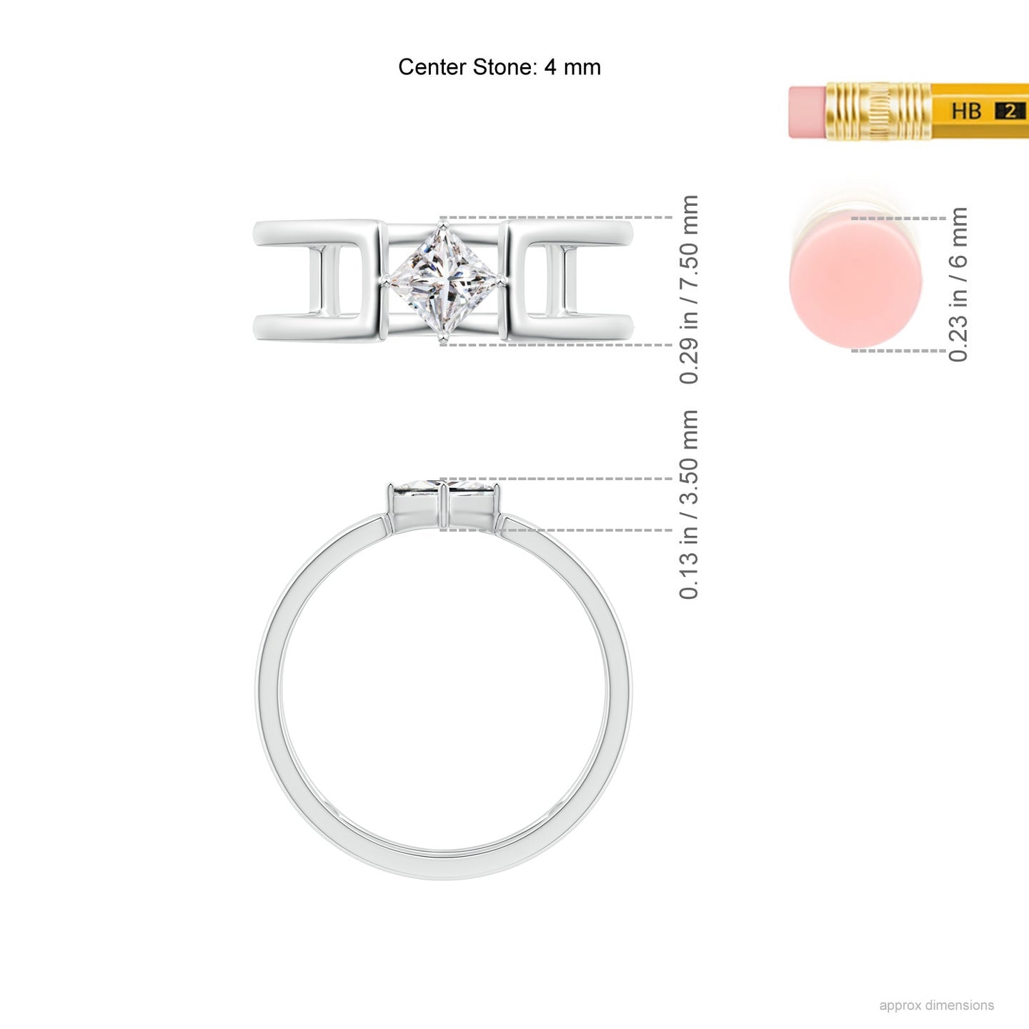 Princess Diamond Solitaire Parallel Split Shank Ring