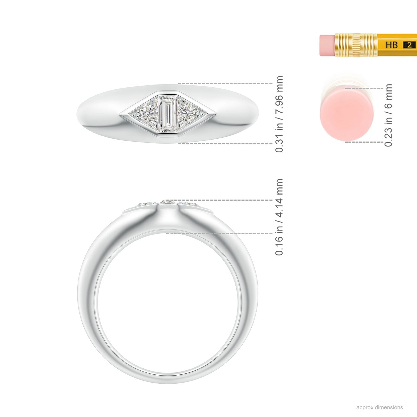 Bezel-Set Triangle And Baguette Diamond Signet Ring