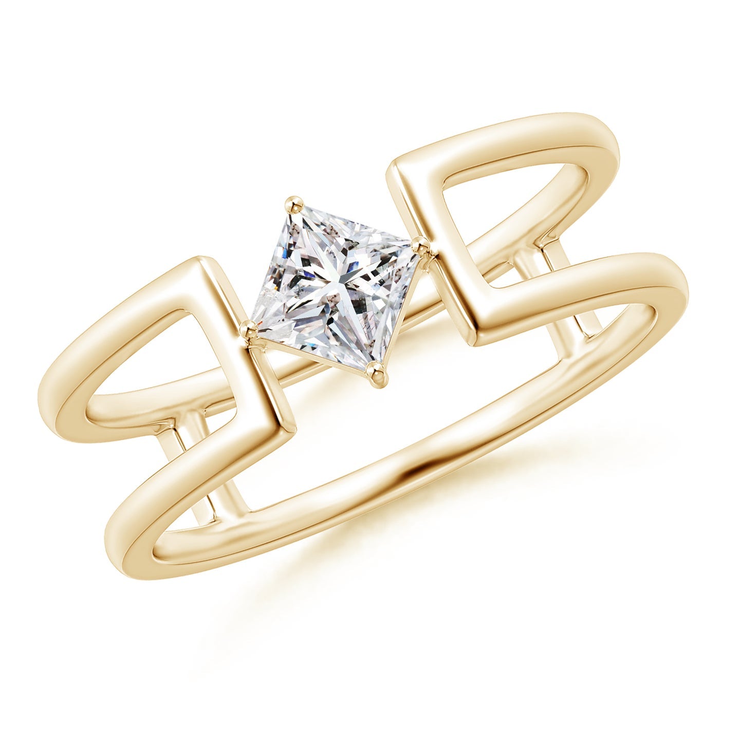 Princess Diamond Solitaire Parallel Split Shank Ring