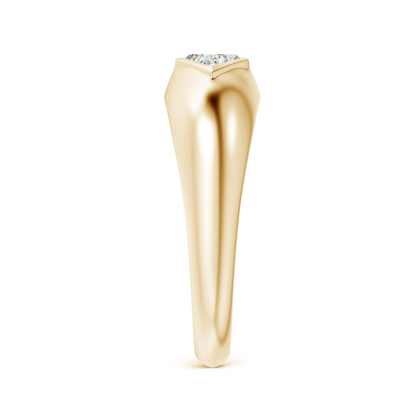 Bezel-Set Triangle And Baguette Diamond Signet Ring