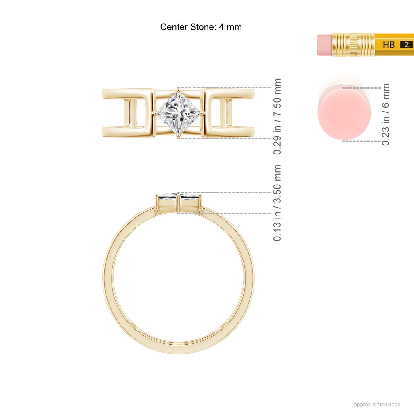 Princess Diamond Solitaire Parallel Split Shank Ring
