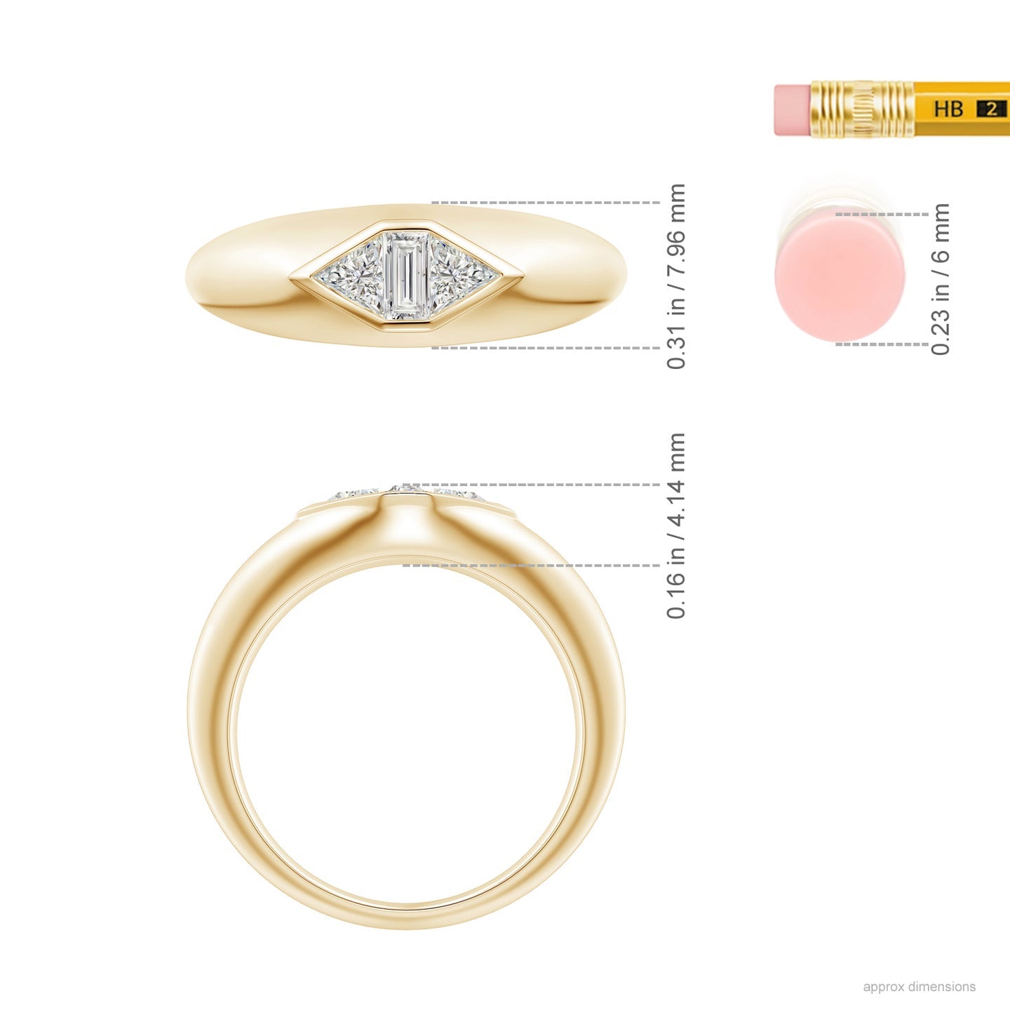 Bezel-Set Triangle And Baguette Diamond Signet Ring