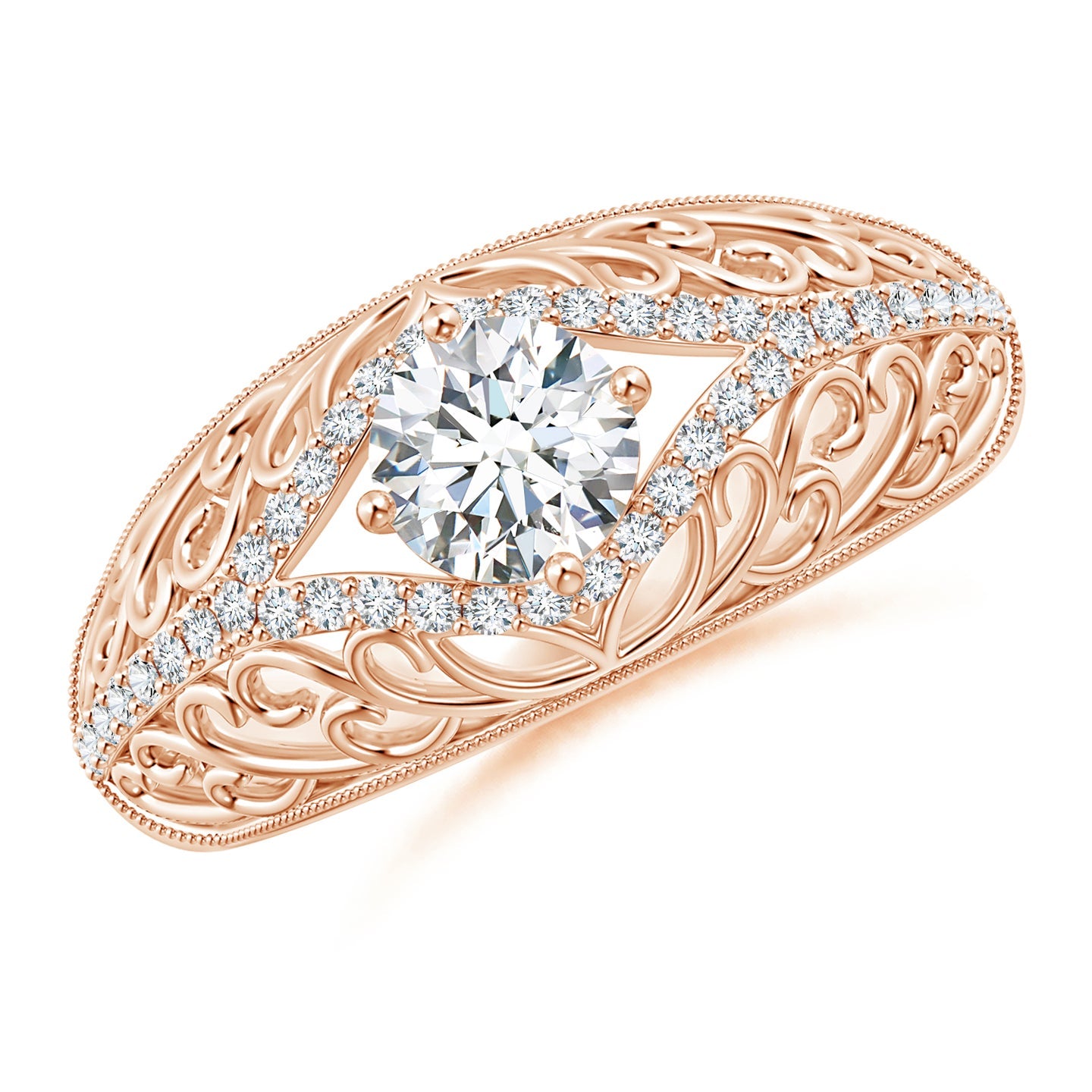Ornate Vintage Diamond Filigree Engagement Ring