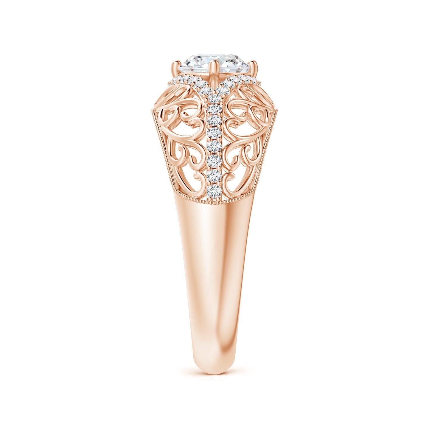 Ornate Vintage Diamond Filigree Engagement Ring