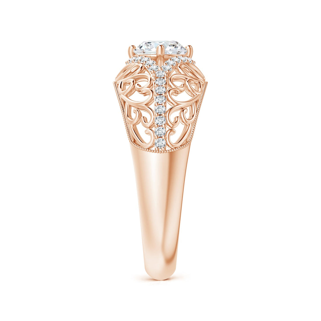 Ornate Vintage Diamond Filigree Engagement Ring