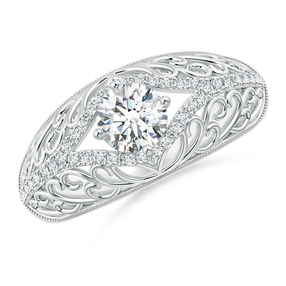 Ornate Vintage Diamond Filigree Engagement Ring