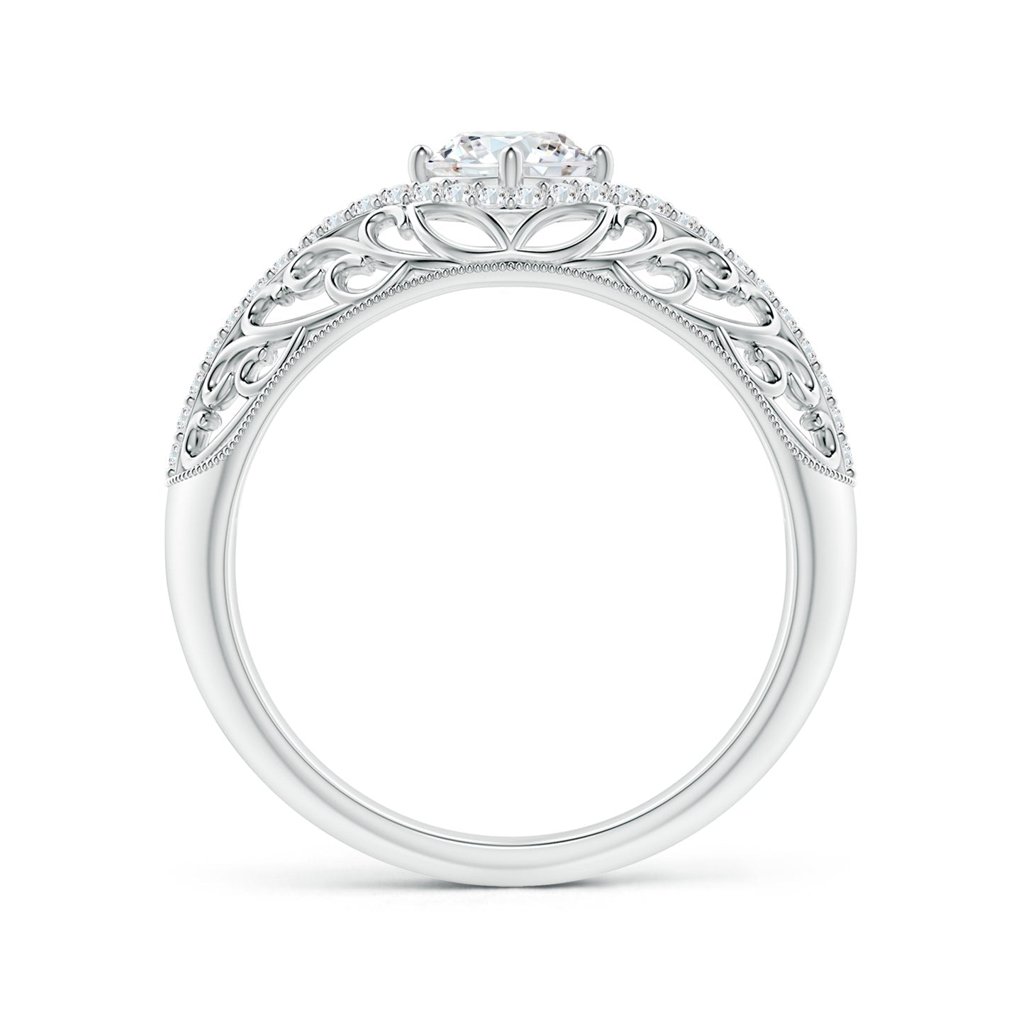 Ornate Vintage Diamond Filigree Engagement Ring