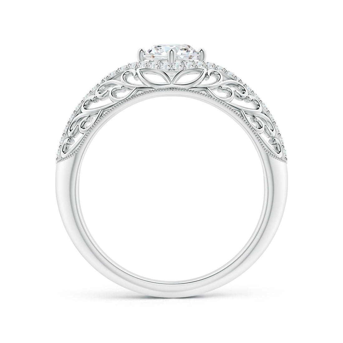 Ornate Vintage Diamond Filigree Engagement Ring