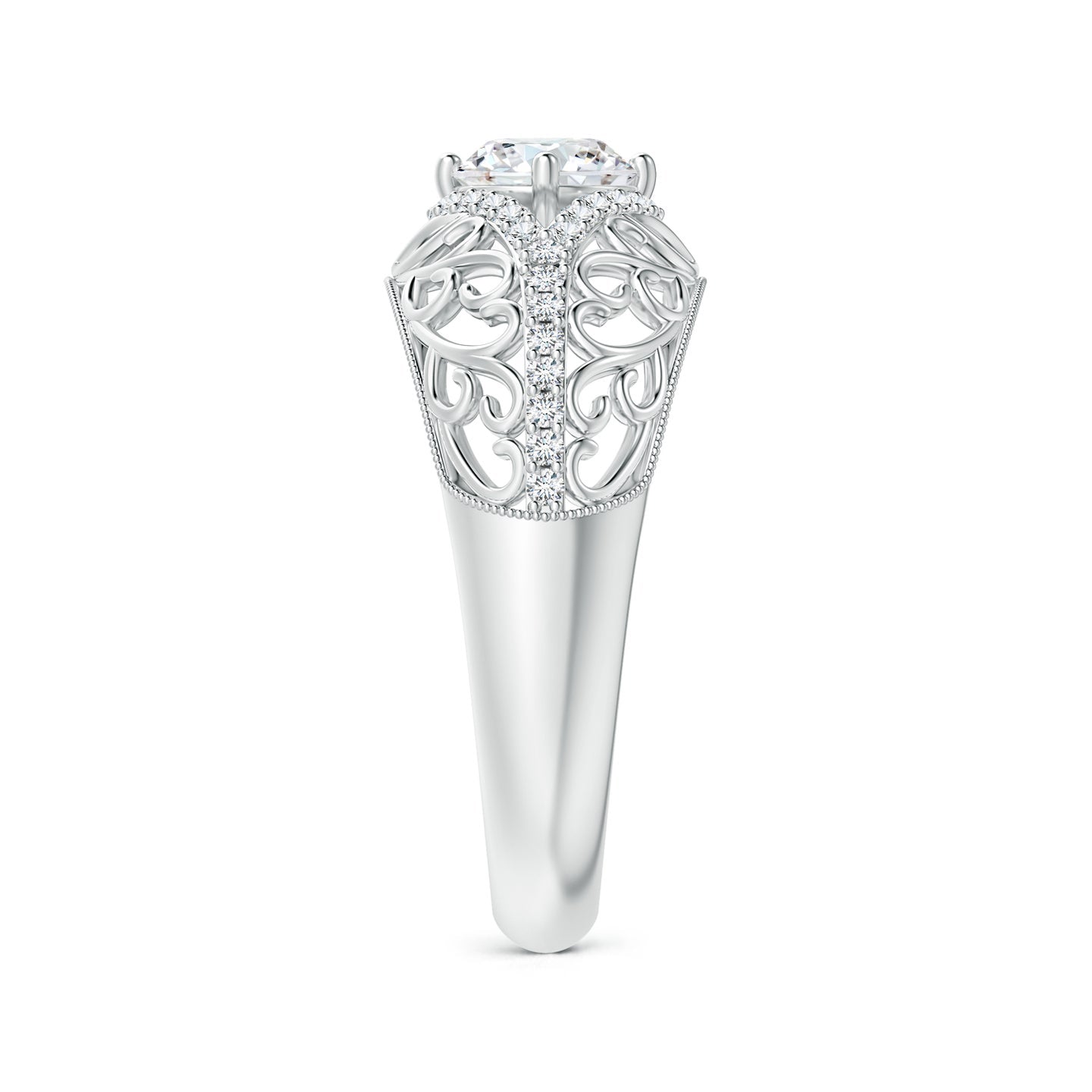 Ornate Vintage Diamond Filigree Engagement Ring