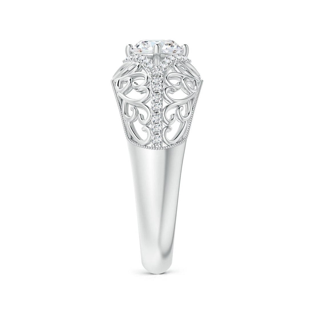 Ornate Vintage Diamond Filigree Engagement Ring