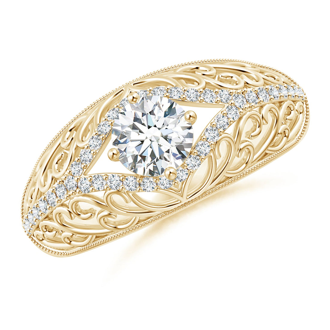 Ornate Vintage Diamond Filigree Engagement Ring