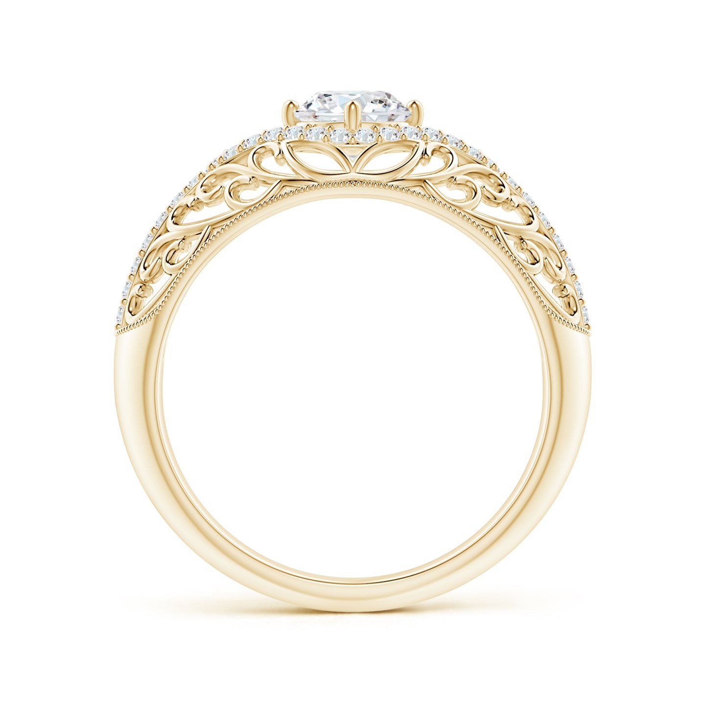 Ornate Vintage Diamond Filigree Engagement Ring