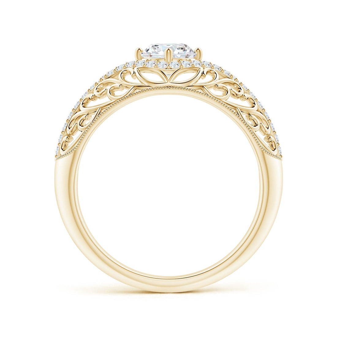 Ornate Vintage Diamond Filigree Engagement Ring