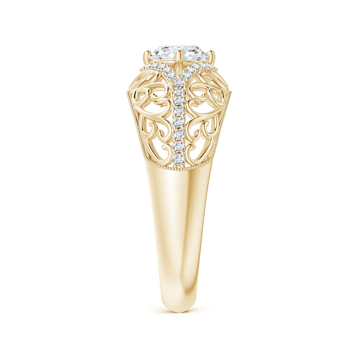 Ornate Vintage Diamond Filigree Engagement Ring