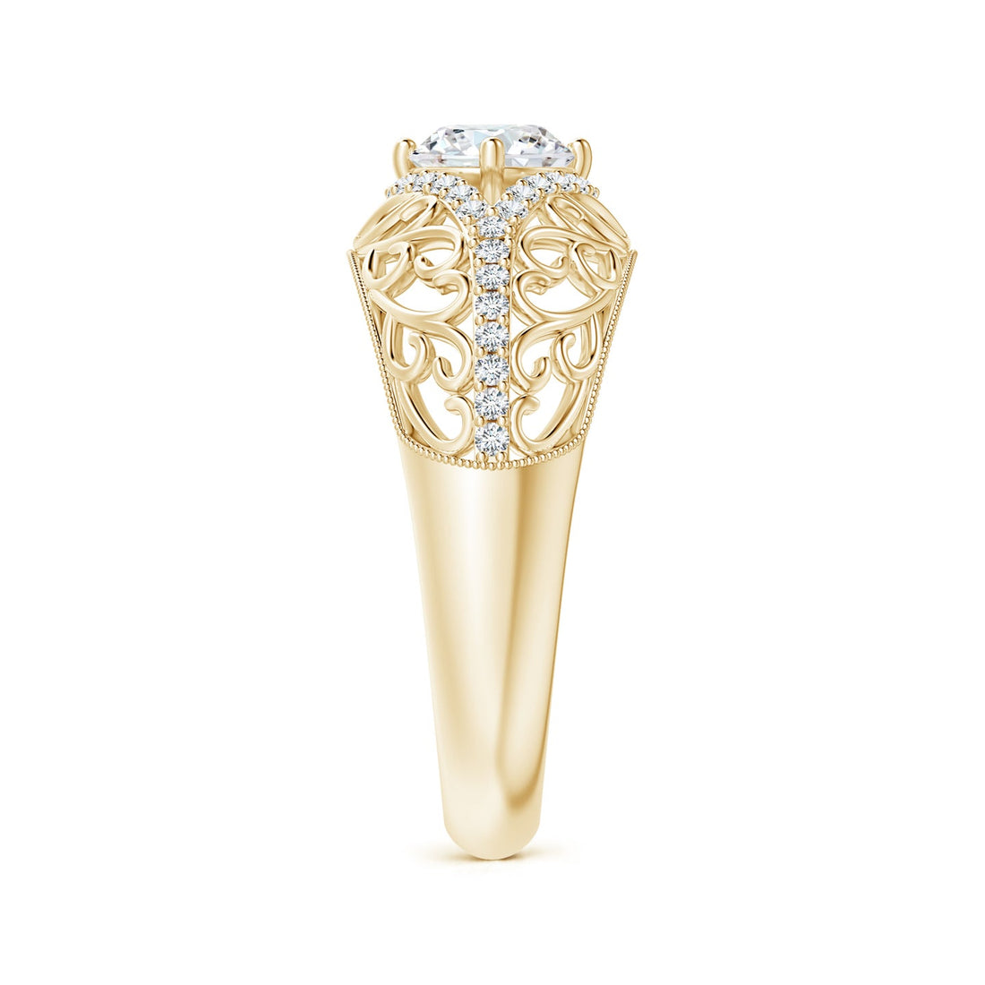 Ornate Vintage Diamond Filigree Engagement Ring