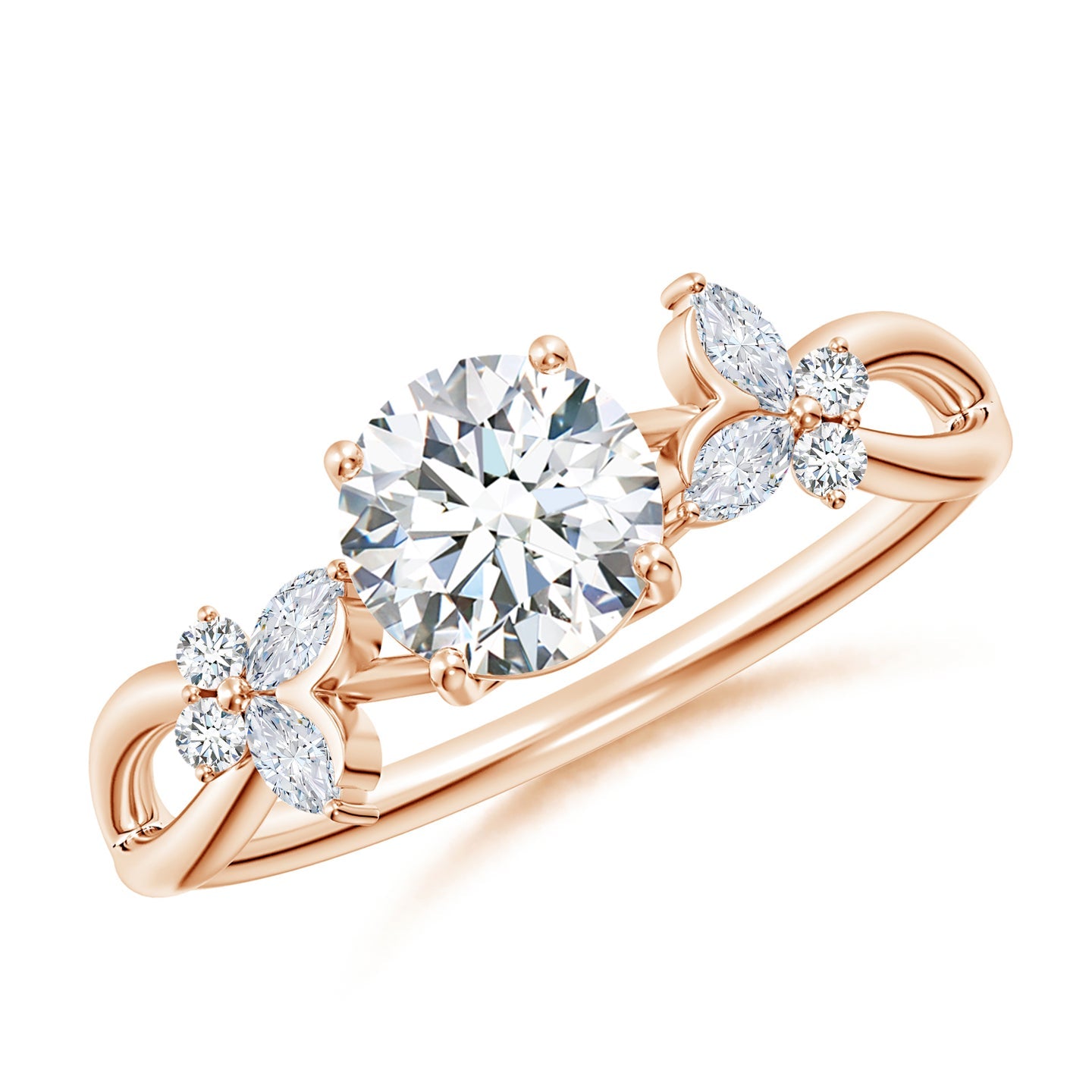 Floral Vine Round Brilliant Lab Grown Diamond Engagement & Wedding Ring