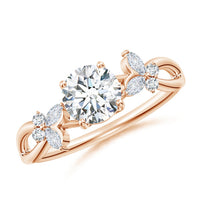 Floral Vine Round Brilliant Lab Grown Diamond Engagement & Wedding Ring