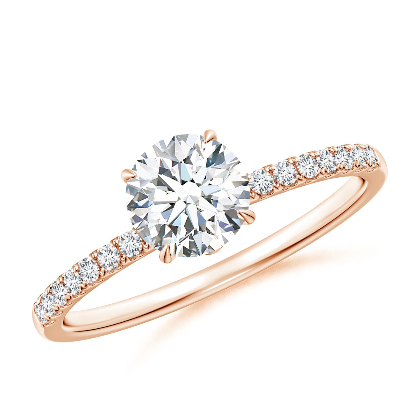 Round Brilliant Lab Grown Diamond Pavé Shoulder Engagement Ring