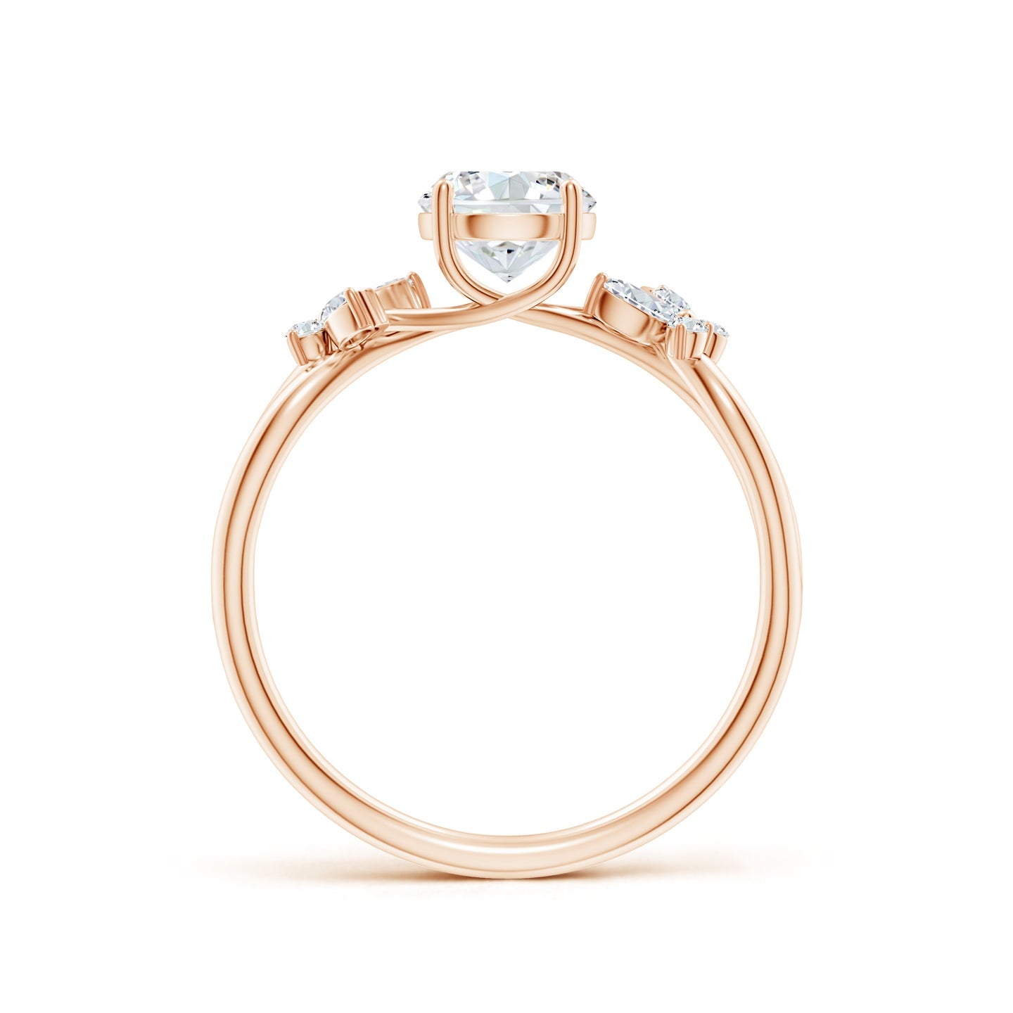 Floral Vine Round Brilliant Lab Grown Diamond Engagement & Wedding Ring