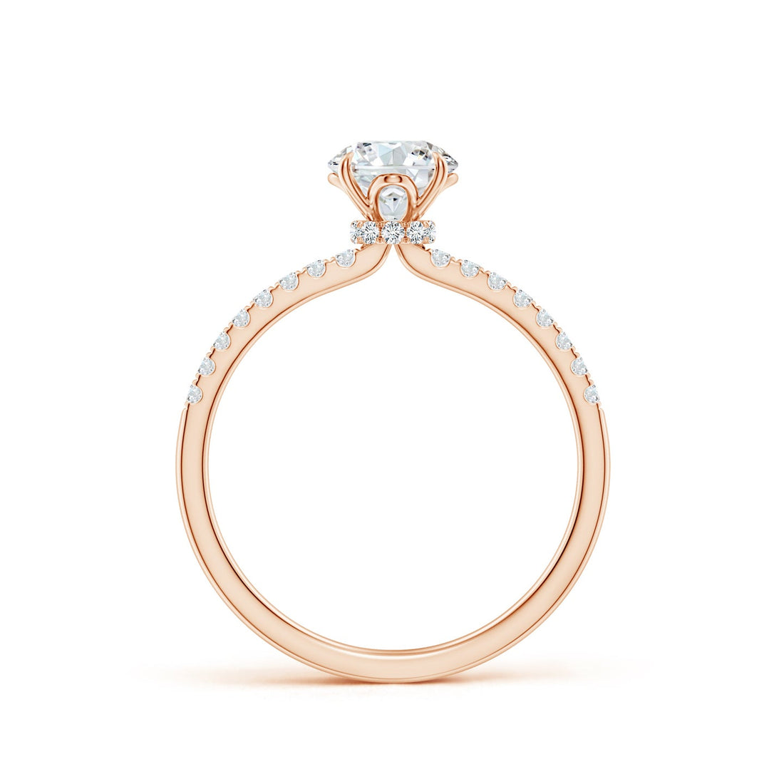 Round Brilliant Lab Grown Diamond Pavé Shoulder Engagement Ring