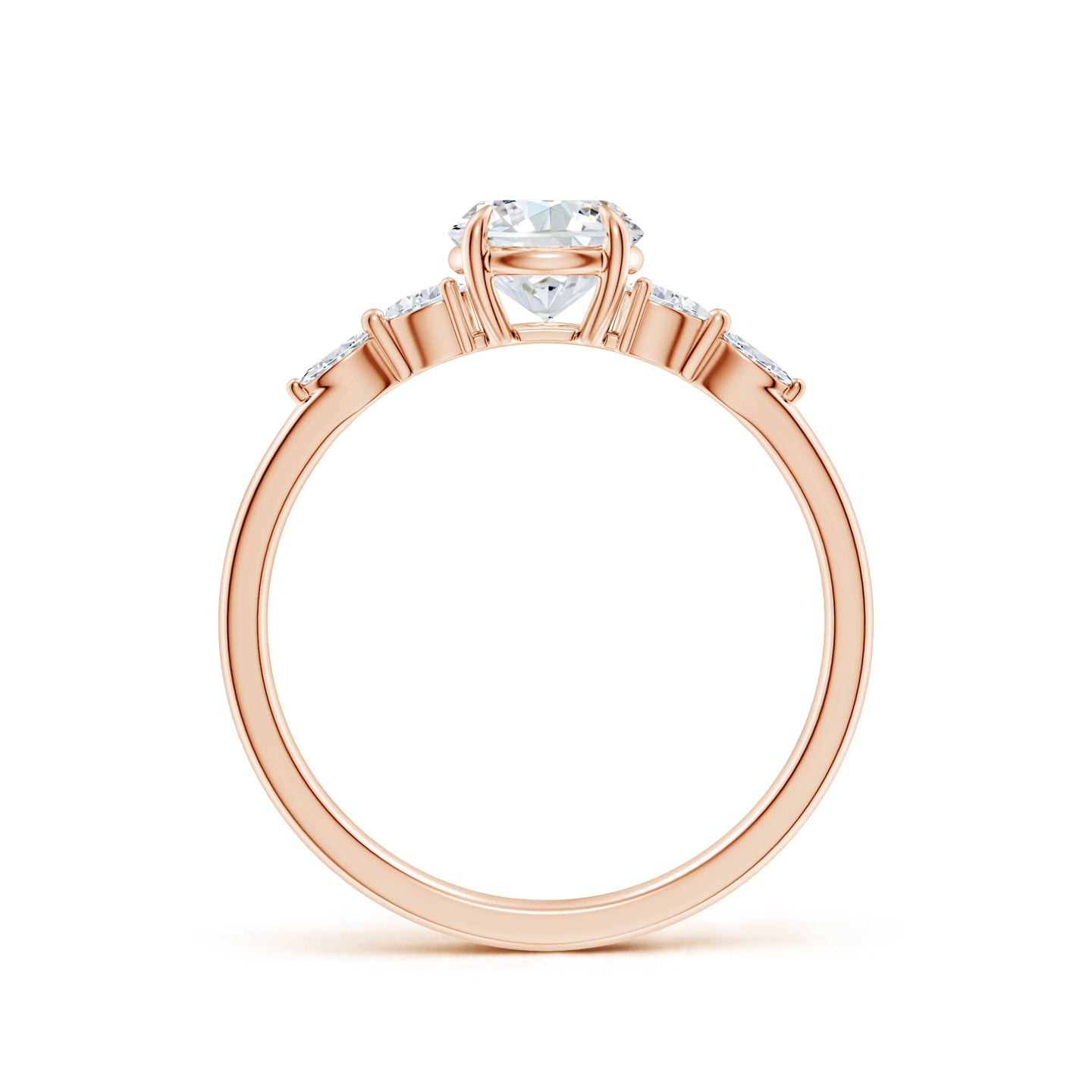 Round Brilliant Solitaire with Marquise & Pear Lab Grown Diamond Accent Engagement Ring