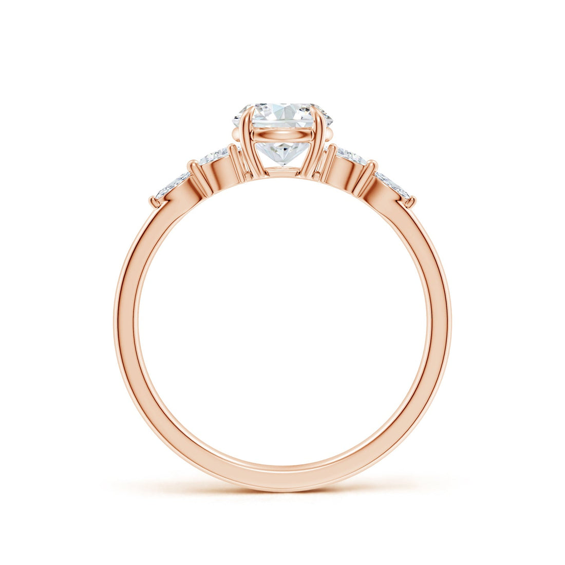 Round Brilliant Solitaire with Marquise & Pear Lab Grown Diamond Accent Engagement Ring